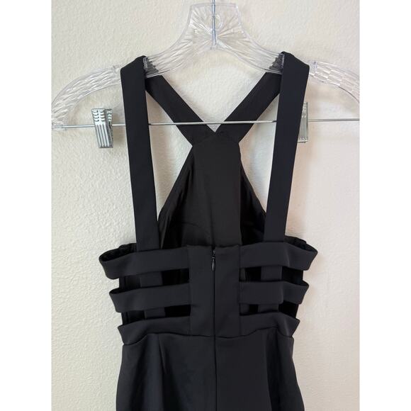 Aidan by Aidan Mattox Caged Back Black Short Dress Size 0 - Picture 2 of 7